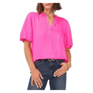 Vince camuto puff sleeve split neck top. XS NWT